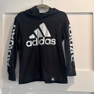 Kids Black Adidas long sleeve hooded shirt size 2T